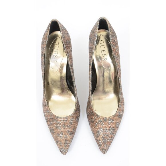 GUESS Women's 7.5 Sparkly Classic Pointy Toe Stiletto Heels Pumps Party Cocktail - Picture 5 of 11